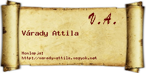Várady Attila névjegykártya